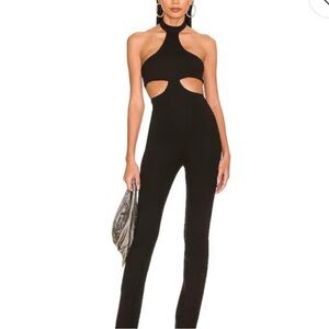 Superdown Black Cut-Out Halter Jumpsuit